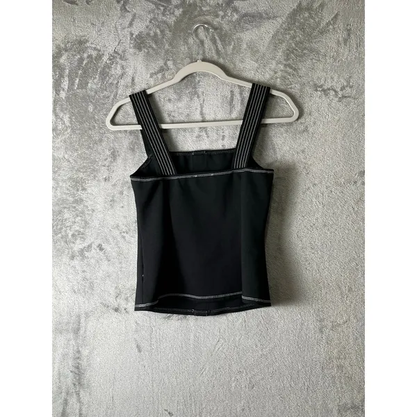 Eri + Ali Anthropologie Structured Button Front Contrast Stitch‎ Fitted Tank Top - Image 3
