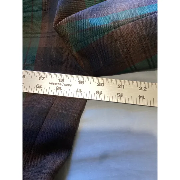 Pendleton Vintage Wool Plaid Blazer Jacket Velvet Collar Green Brown Size 8 - Image 6