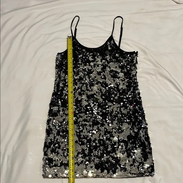 Sparkling Black and Silver Sequin Dress Size L - Image 2
