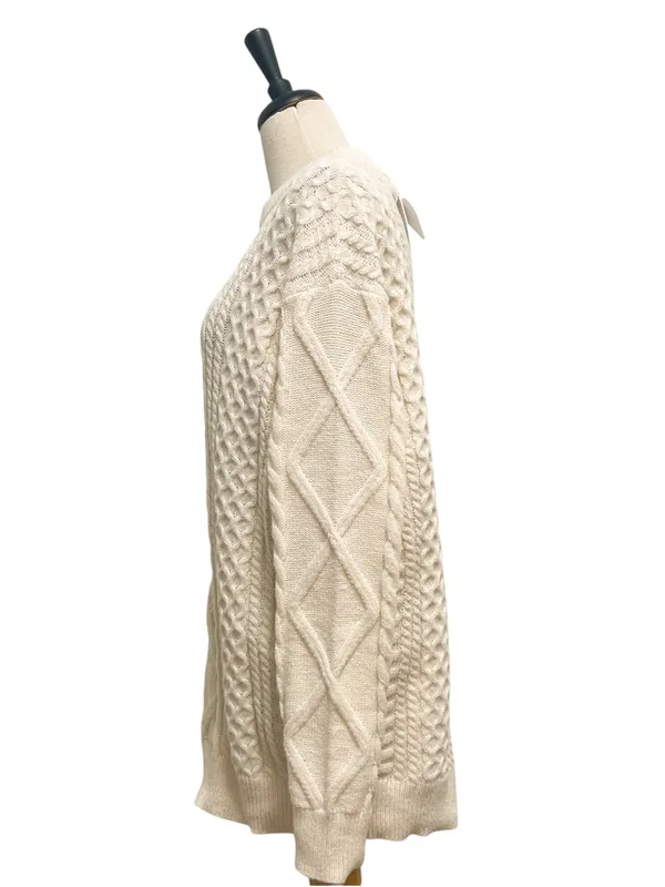 Aelfric Eden Ivory Cable Knit Retro 90s Long Sleeve Crew Neck Sweater New XL - Image 3