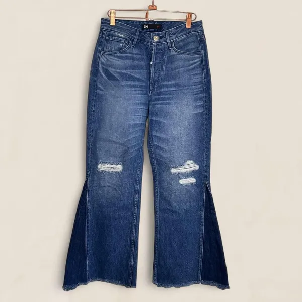 Anthropologie 3x1 two toned flare Higher Ground Gusset Crop jeans | size 25 - Image 3