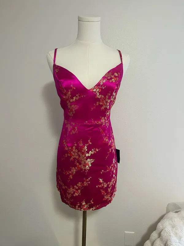 Lulus Fuchsia Satin Mini Dress - Image 3
