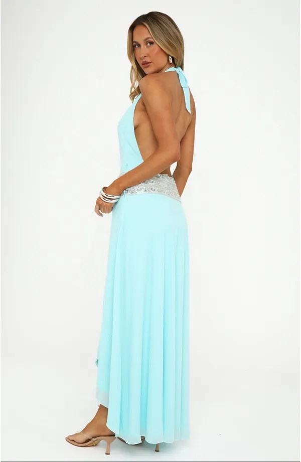 White Fox Isla Paradise Maxi Dress Baby Blue - Image 2
