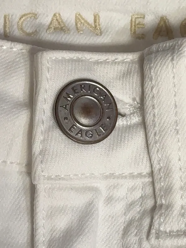 American Eagle White Super Stretch Raw Hem Denim Mini Skirt Size 00 - Image 7