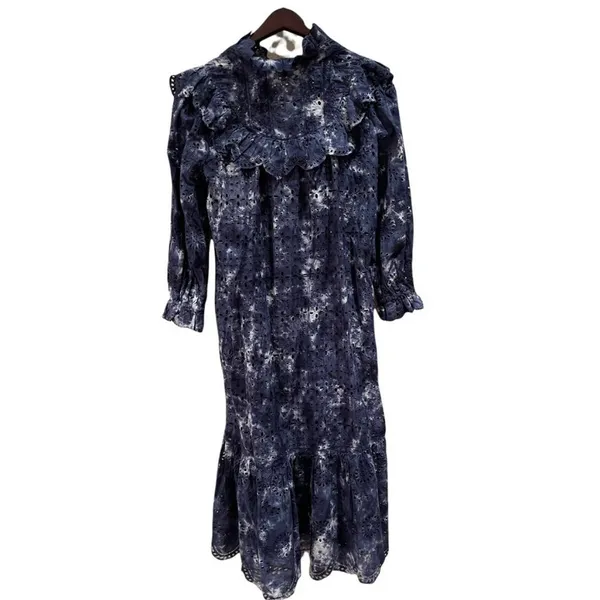 NEW LoveShackFancy Eyelet Lace Tie Dye Ruffle Dress - Image 3