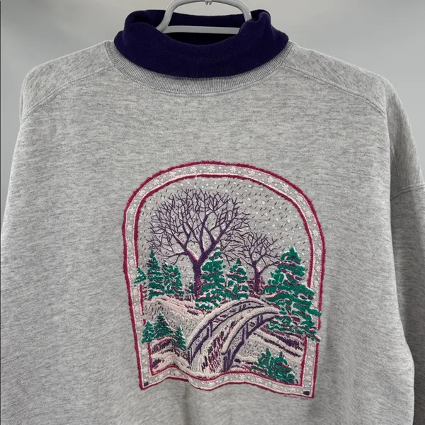 Gopher Sport vintage turtleneck winter scene XL glitter puff paint casual - Image 6