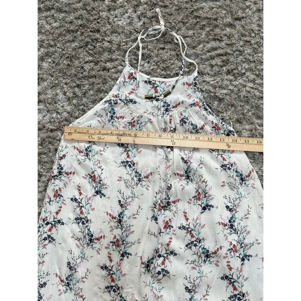 O’Neill Women’s Mini Dress Size S White Floral Print Halter Neck Rayon Beach - Image 10