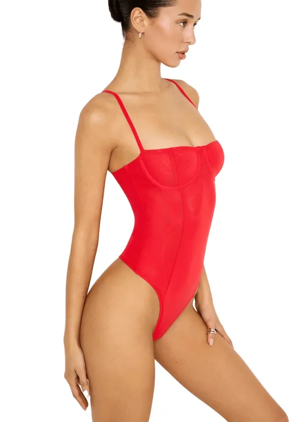 Reoria Corset Demi Bodysuit XS red - Image 3
