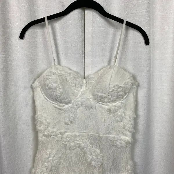 Lulus White Romantic Lace Textured Bodycon Midi Dress Sz.S NWT - Image 6