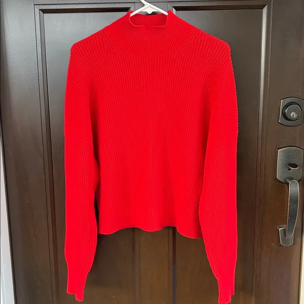 J. Crew Ribbed Turtleneck Stretch Yarn Sweater Red Size Large - Image 3