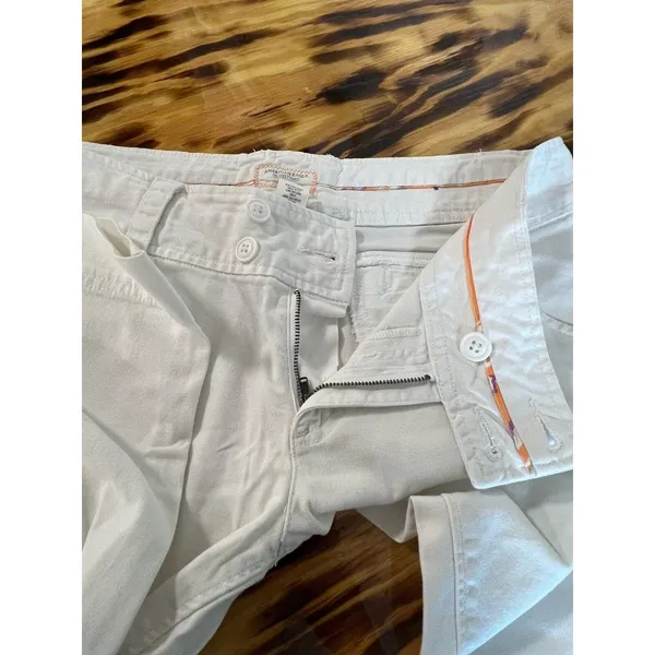 American Eagle Jeans Women Size 10 Wide Leg Crop Stretch White Classic‎ Preppy - Image 9