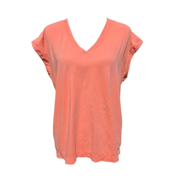 Athleta Avenue Tee Top Island Coral V-Neck Short Sleeve 657842 Womens Medium - Image 3