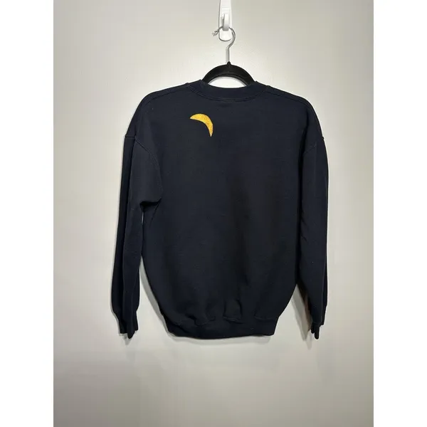 Vintage Snowman Sweatshirt Navy Crewneck Women’s Medium Gildan Xmas Tree Winter - Image 2