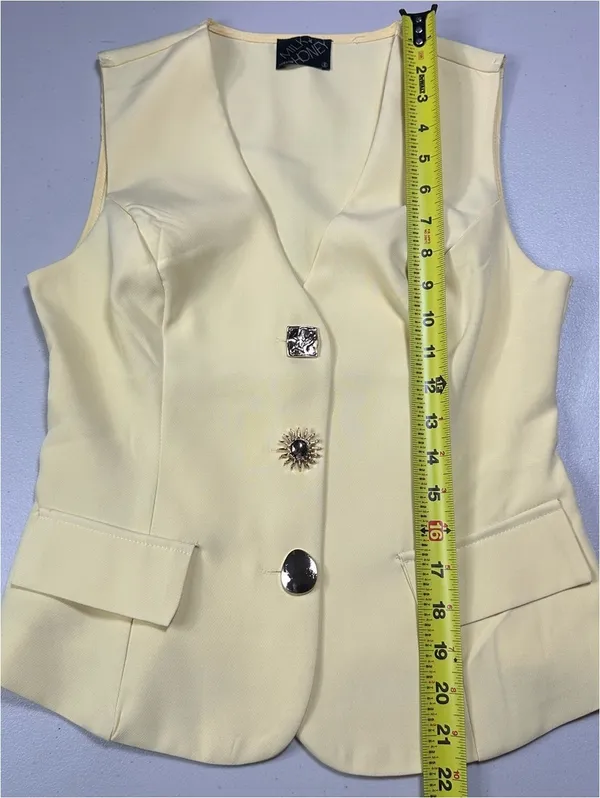 Milk & Honey Women’s Yellow Tailored Vest Size Small V-Neck NWOT Career Chic - Image 8