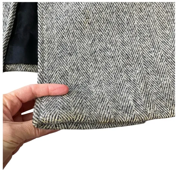 VINTAGE JENNIFER CHASE Wool Herringbone Longline Pea Coat Jacket - Image 8