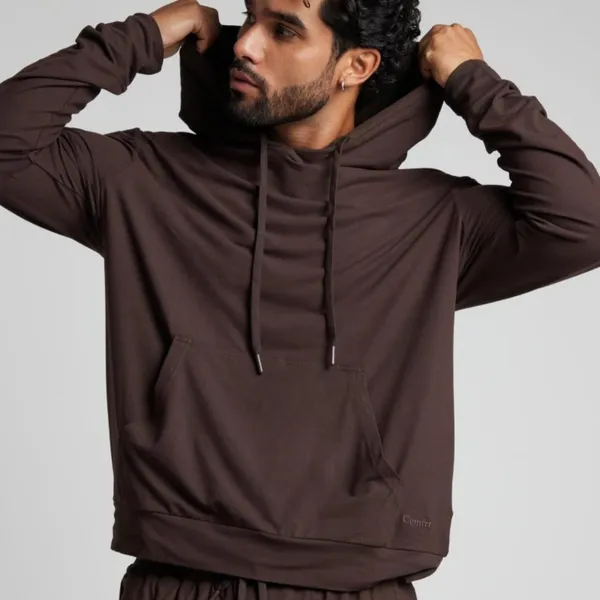 NWT COMFRT. All Day Jersey Hoodie Espresso brown SIZE MED - Image 3