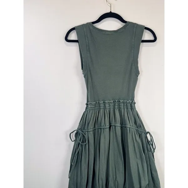 Anthropologie Daily Practice Mini Dress Green Bubble Ribbed Tank Stretch 2XS XXS - Image 8