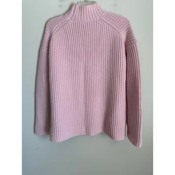 Alex Mill Womens Sweater Med Pink Merino Wool Cashmere Mock Neck Chunky - Image 3