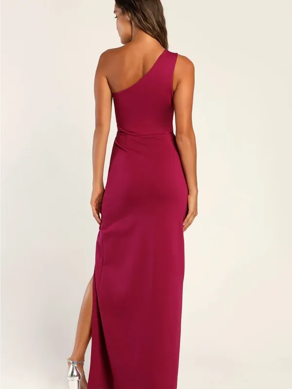 Lulus Magenta One-Shoulder Cutout Maxi Dress Size S NWT - Image 4