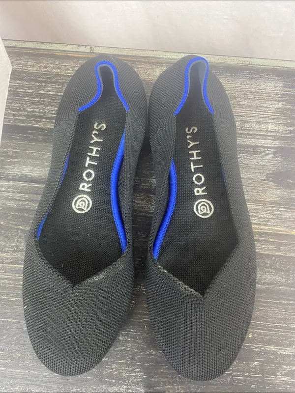 Rothy’s Black & Blue Trim Canvas Slip On Flat Shoes 7.5 - Image 3