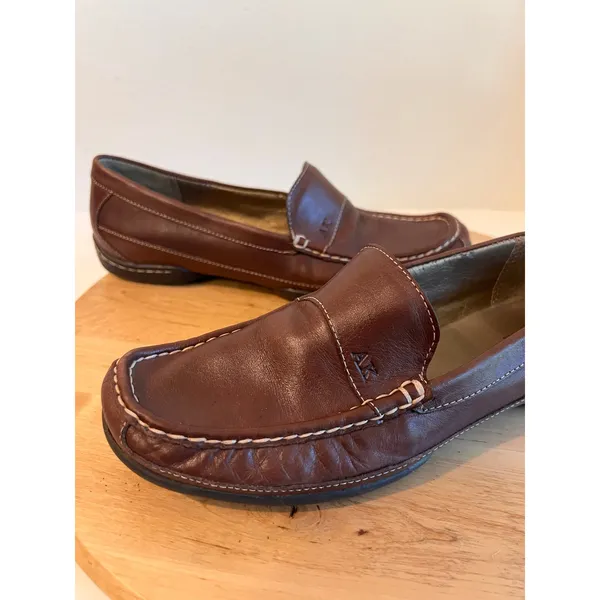 Anne Klein Brown Genuine Leather Classic Slip on Loafer Shoe Size 8.5 - Image 3
