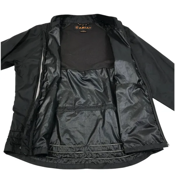 ARIAT Full Zip Packable Rain Jacket Women L Black Travel Timeles Everyday Sporty - Image 7
