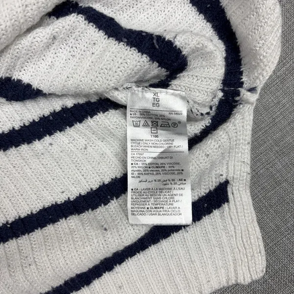 Old Navy Sweater Womens XL White‎ Striped Lace-Up Pullover Open-Knit Relaxed - Image 8