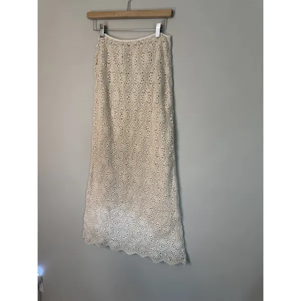 Agua Bendita Crochet Cream Tove Midi Skirt Womens Sz S $240 Swim Cover Up - Image 11