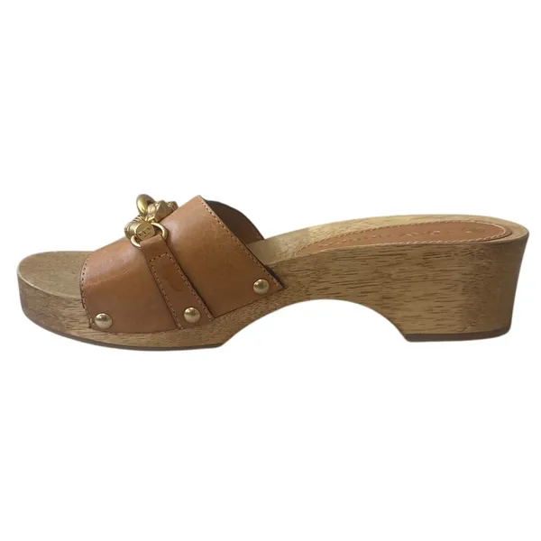 Tory Burch Jessa Leather Wood Sandals Size 8‎ - Image 10
