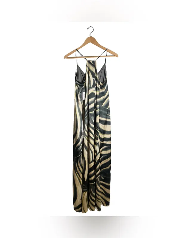 Tahari ASL Maxi Slip Dress Women's Small Abstract Palm Leaf Satin Strappy NWT - Image 2