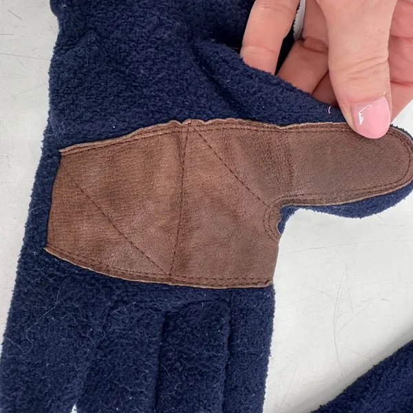Hotfingers Fleece Gloves Mens OS Navy Blue‎ Leather Trim Gorpcore Winter - Image 6