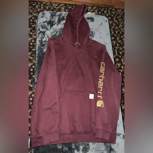Carhartt Loose Fit Burgundy Hoodie Size XL Unisex - Image 6