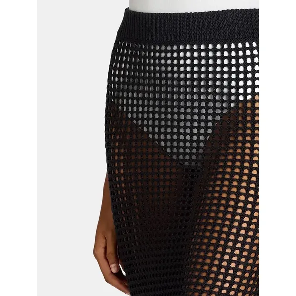 Time and Tru Womens Cover-Up Skirt Size M Black Crochet Swim Beach Split Boho - Image 3