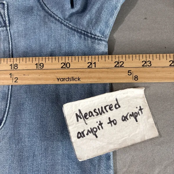 Oversized Button Up Denim Shirt Size Medium Blue Jean Relaxed Fit 90s Butter Mom - Image 8
