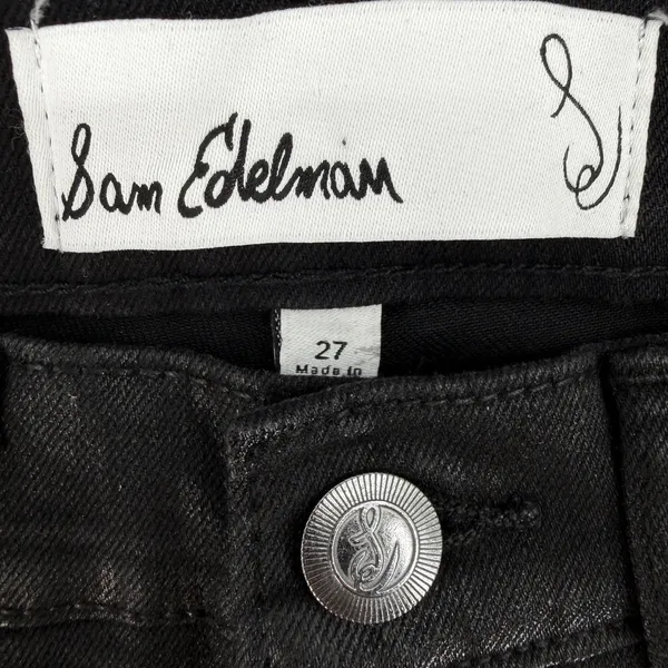 Sam Edelman Black Penny Bootcut Jeans NWT High Rise Coated Denim Size 27 - Image 7