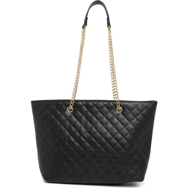 Badgley Mischka Black Quilted Tote Bag with Gold Chain Strap, One Size - Image 4