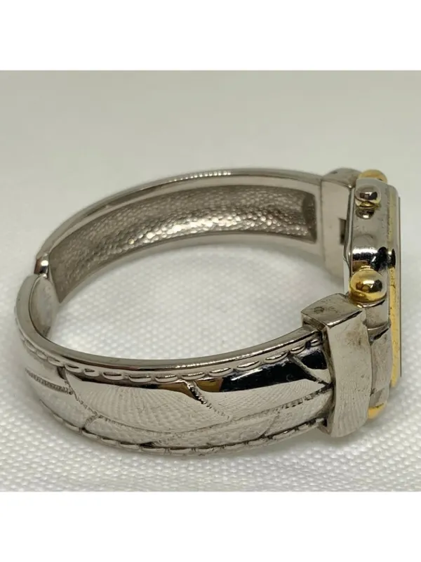Vintage Vernier women’s two tone quartz analog watch 25mm cuff band 6” running - Image 5
