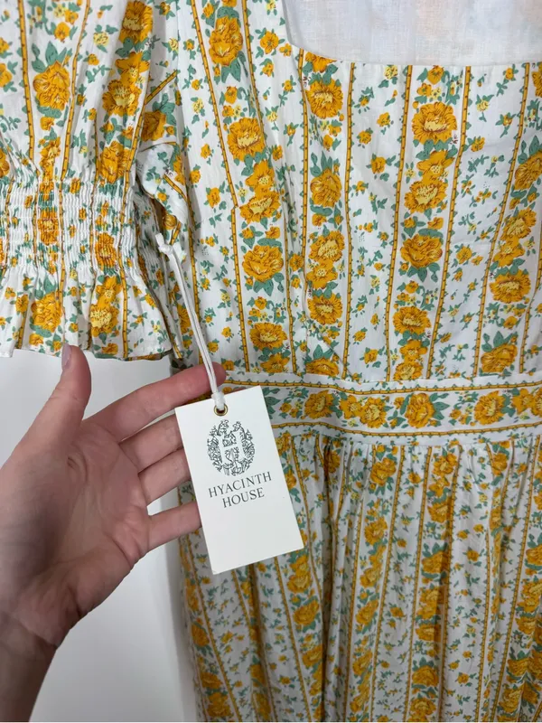 Tuckernuck Hyacinth House Yellow Floral Square-Neck Maxi Dress size medium NEW - Image 6