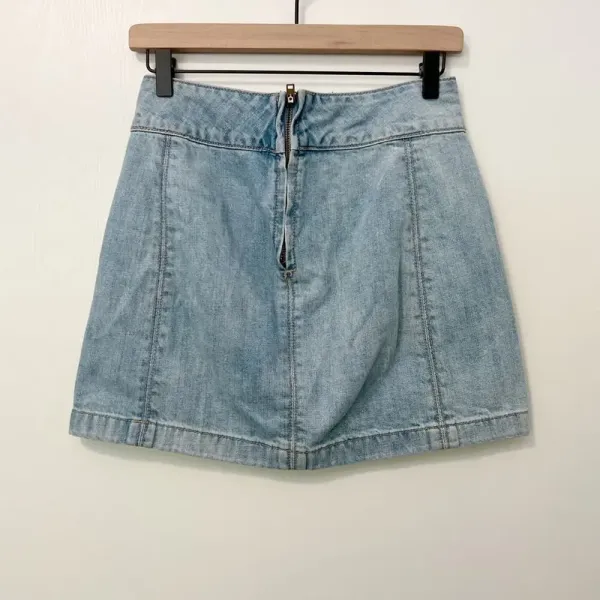 FREE PEOPLE‎ Modern Femme Denim Mini Skirt in Faded Blush Wash size 2 - Image 4