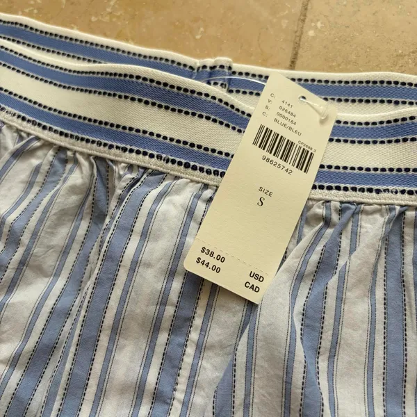 Anthropologie Bloomer Boxer Shorts Stripe Thelma Cotton Blue Women's Small NWT - Image 4