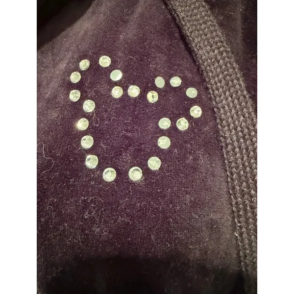 Disney Parks Mickey Mouse Velour Hoodie Black Rhinestone Y2K Women L - Image 6
