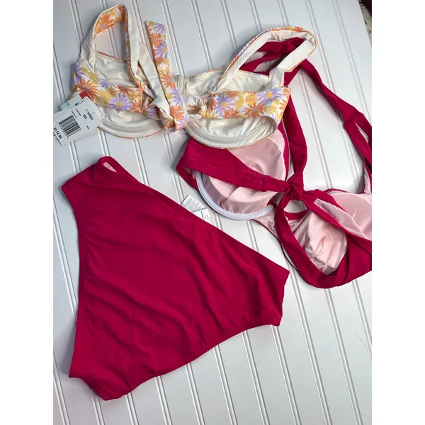 NWT Lot of 3 Bikinis L Space Camellia Top & Cupshe Fresh Cherry Set Size L DD - Image 8