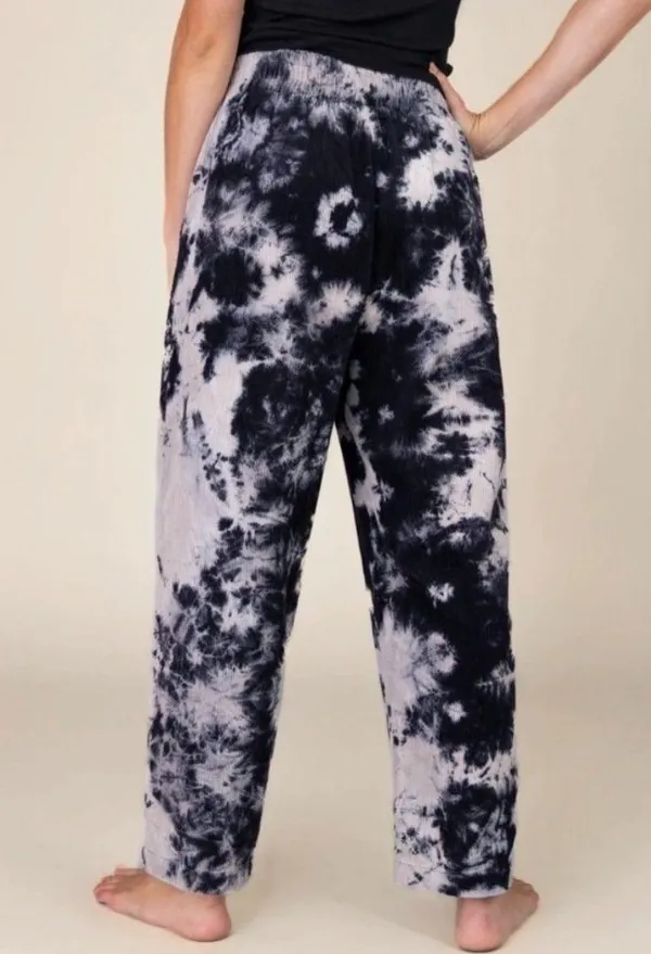 Natural Life Corduroy Wide Leg‎ Pants Medium Black Tie Dye - Image 2
