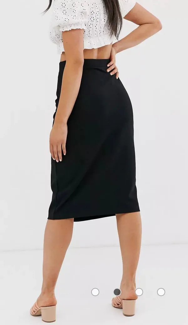 ASOS New look Black Side Button Down Midi Skirt - Image 2
