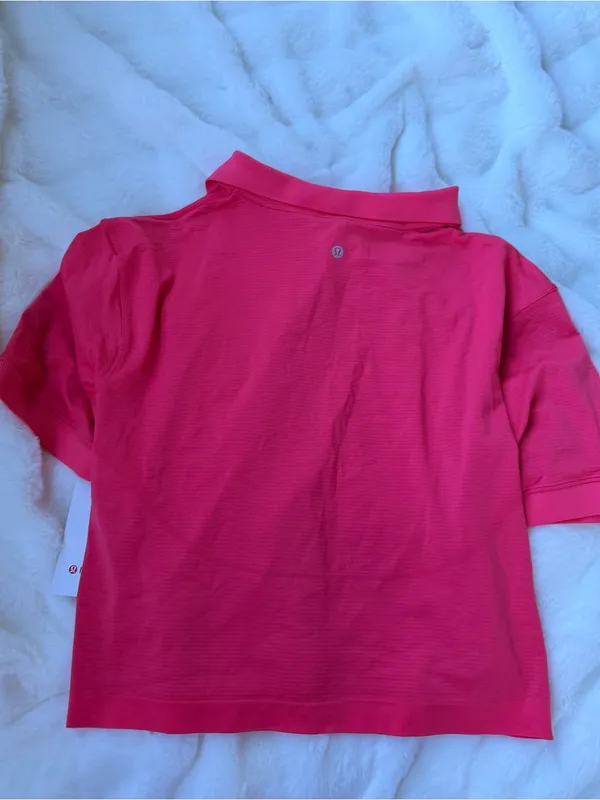 lululemon athletica Bright Pink Crop Polo Top - Image 2