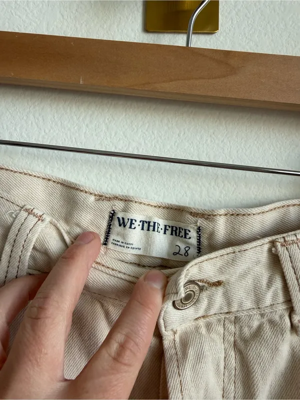 Free People We The Free Now Or Never Denim Shorts Distressed Raw Hem Tan 28 - Image 8