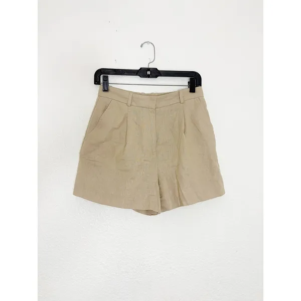 Zara High Rise Linen Blend Shorts Tan Beige Size XS Preppy Career Minimalist - Image 4