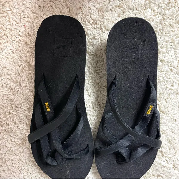 Teva Black Sandals with Yellow Logo - Image 9