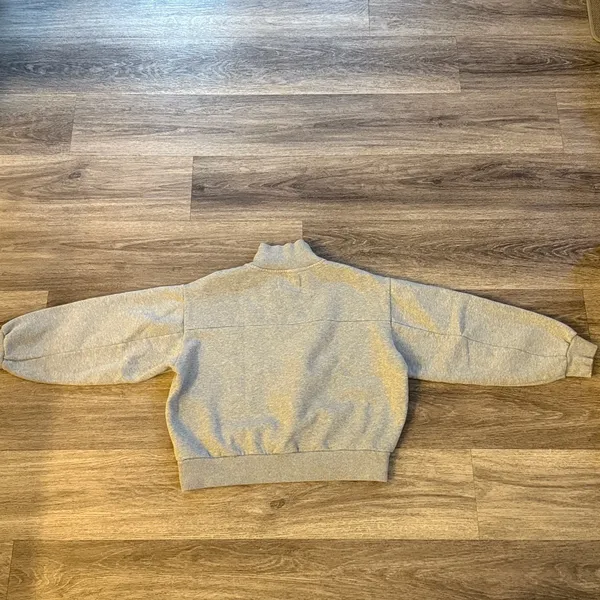 Everlane Gray Sweater High-Collar 1/4 Zip Sweatshirt Small Oversized - Image 7