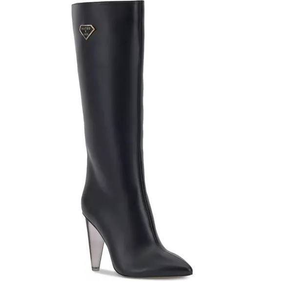 INC Mateo for INC Charlotte Boots Black 10M NWOB Cone Clear Heel Knee High - Image 2